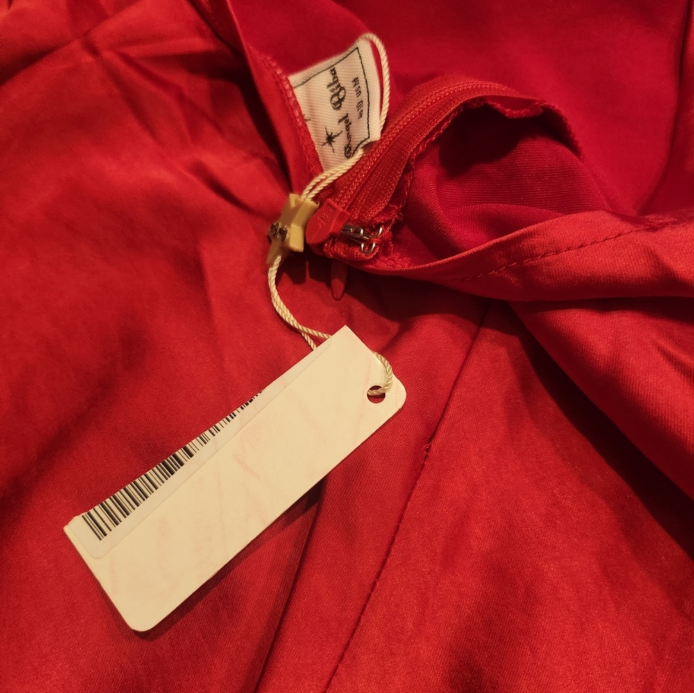 ANGEL BIBA BELLA NOTTE PLUNGING A-LINE MINI DRESS CHERRY - Picture 11 of 12